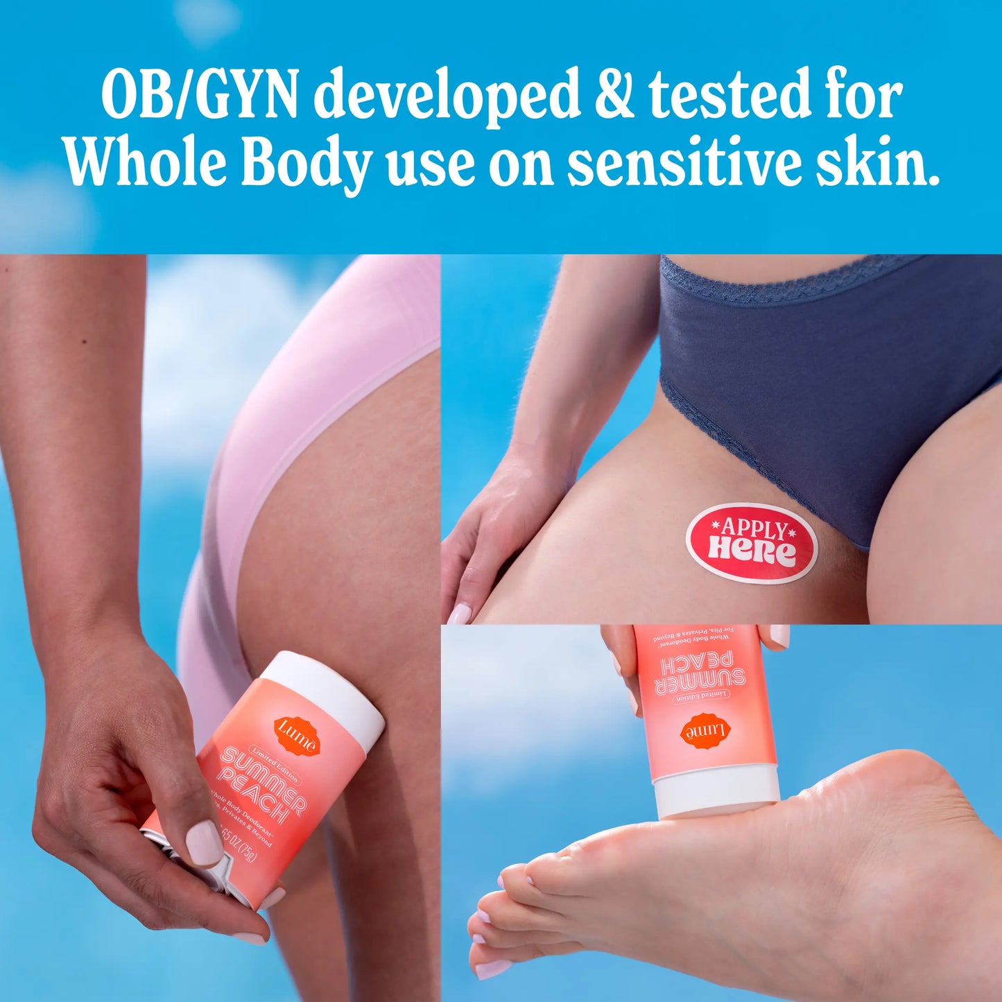 New! Lume'S Limited Edition Summer Peach Whole Body Deodorant - Aluminum Free with Mandelic Acid, up to 72 Hours of Odor Control