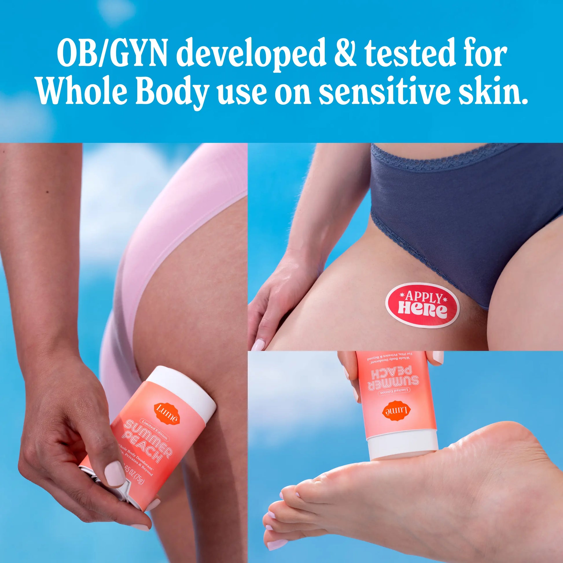 New! Lume'S Limited Edition Summer Peach Whole Body Deodorant - Aluminum Free with Mandelic Acid, up to 72 Hours of Odor Control