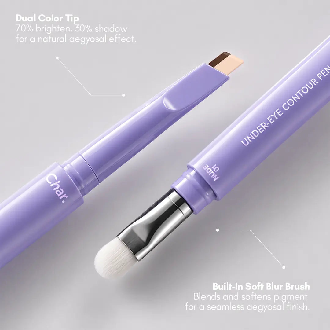 Char Cosmetics Under-Eye Aegyosal Pen - Dual-Tone Cream Formula, Smooth Brush Applicator, Multi-Pack for Daily Flawless Makeup