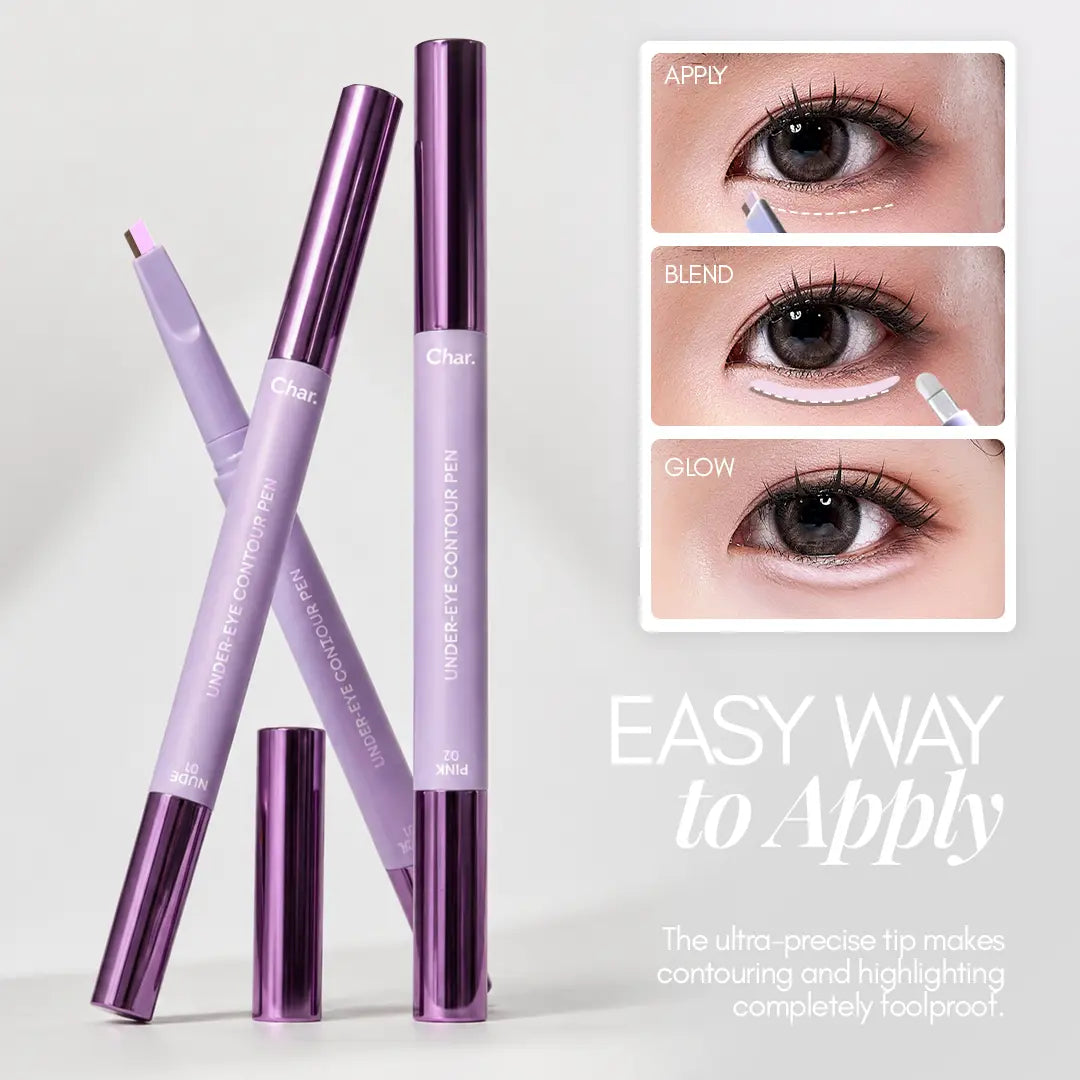 Char Cosmetics Under-Eye Aegyosal Pen - Dual-Tone Cream Formula, Smooth Brush Applicator, Multi-Pack for Daily Flawless Makeup